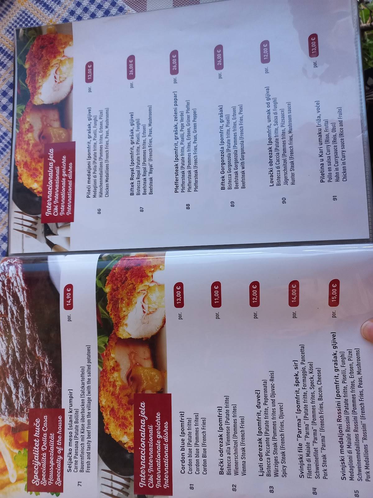 Menu di Restaurant Mimoza, Medulin 
