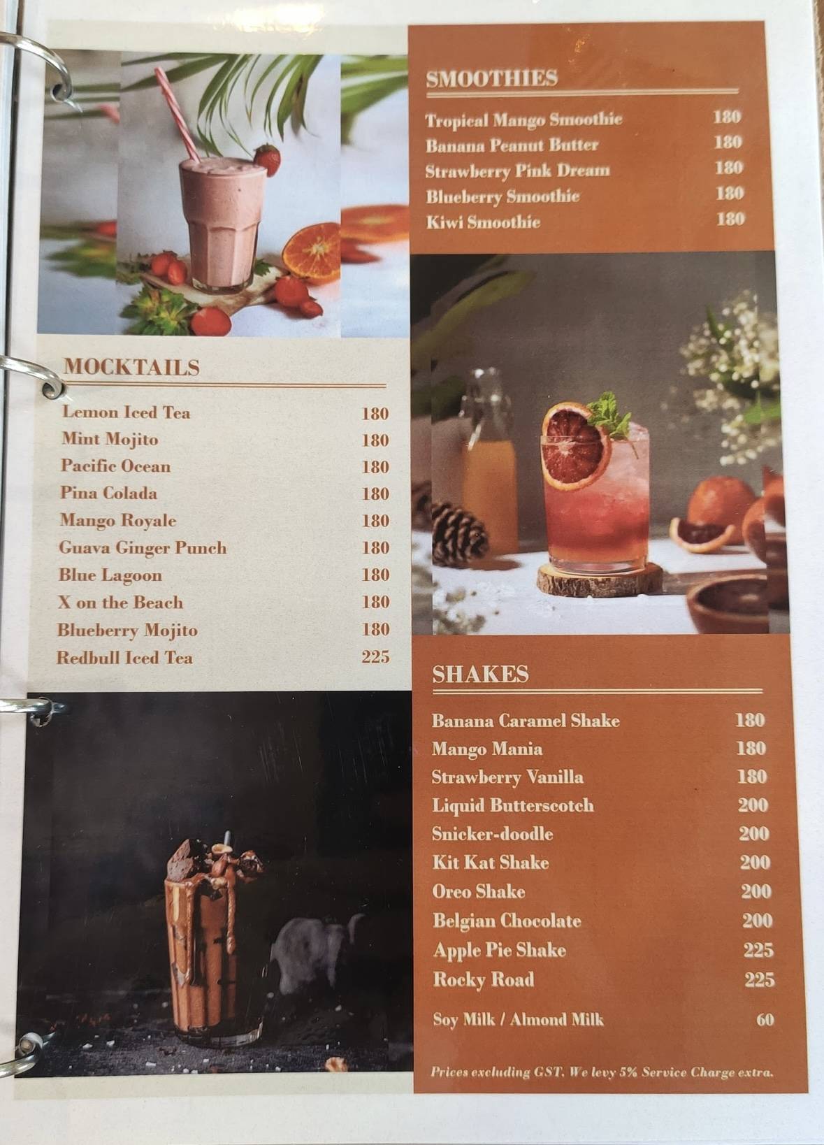 Mokahu menu