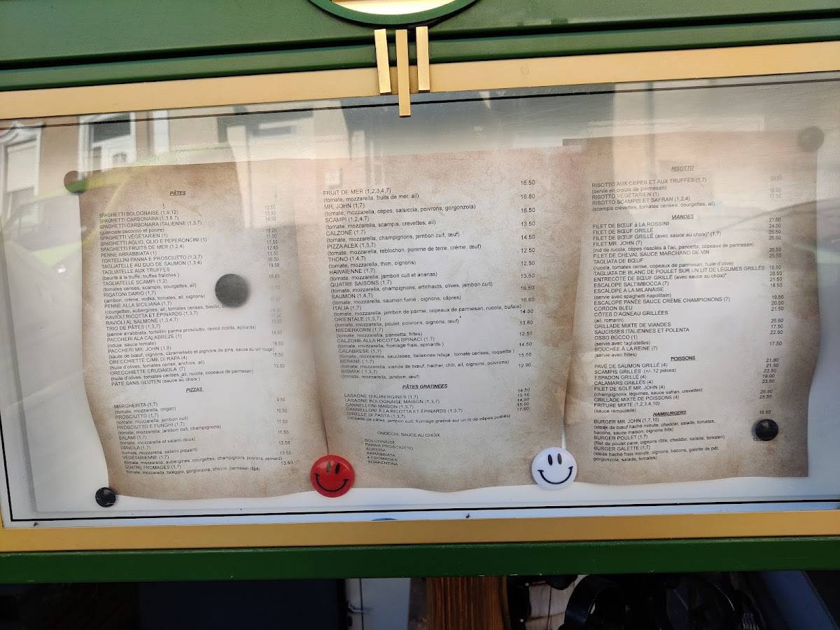 Menu de Mr.John Taverne