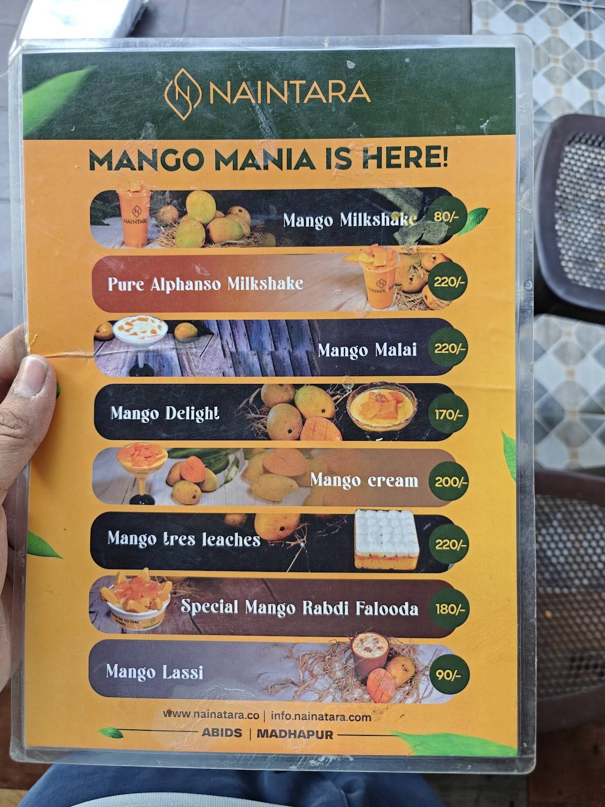 Naintara menu