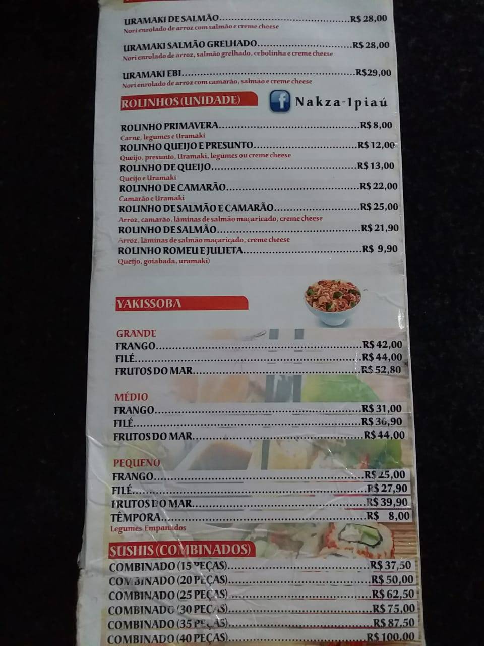 Nakza Ipiaú cardápio