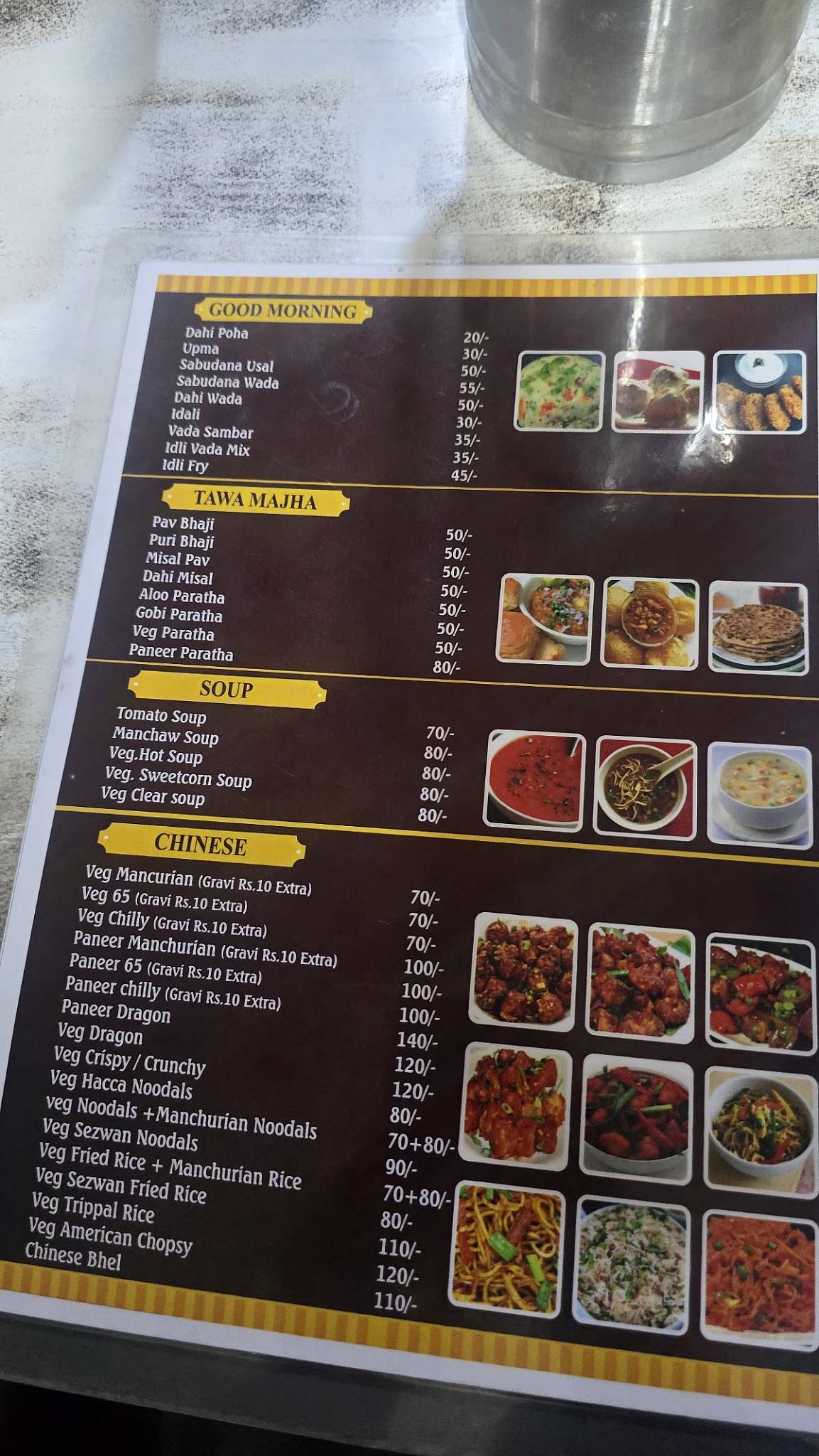 New Rajesh Hotel menu