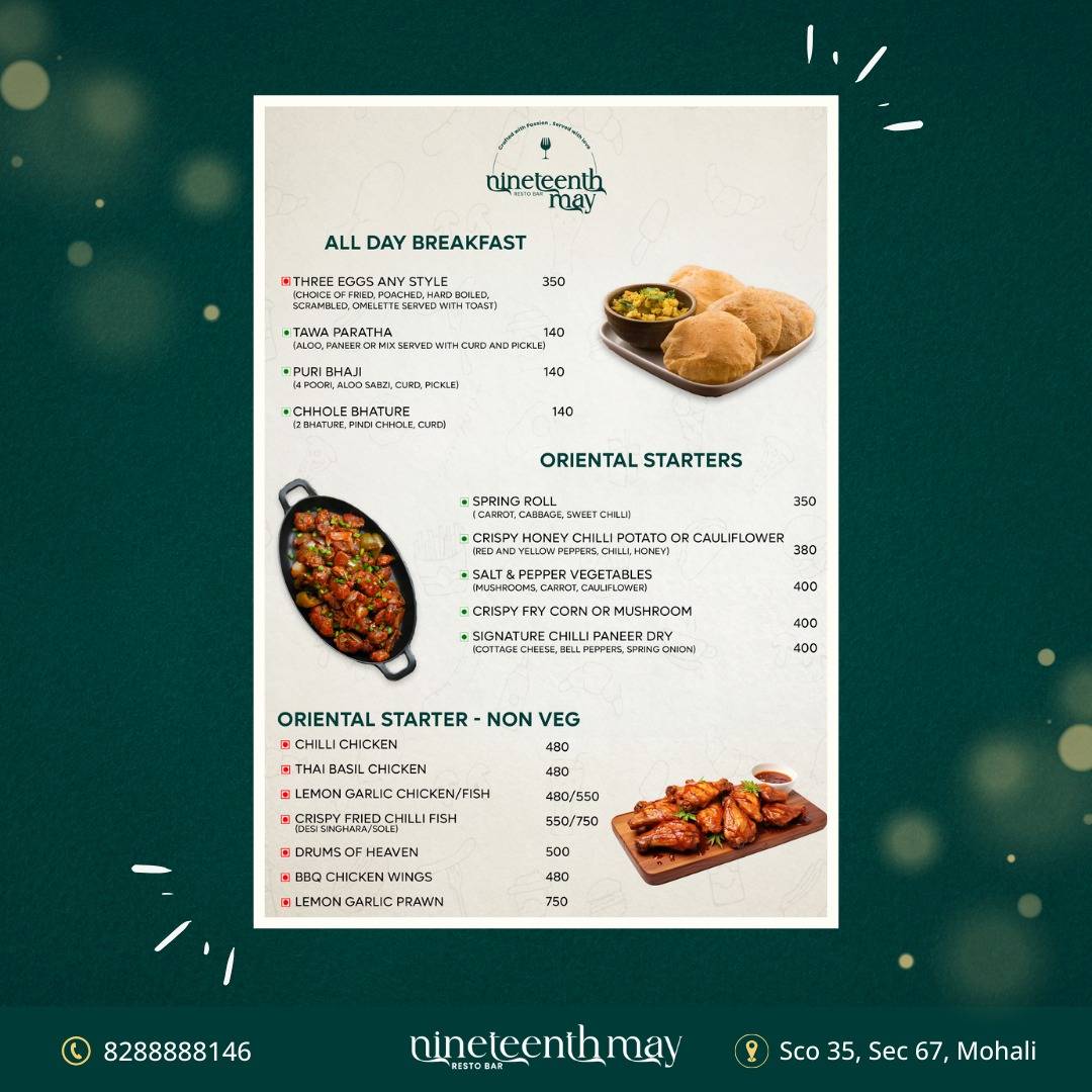 Nineteenth May Resto-Bar Catering Services menu