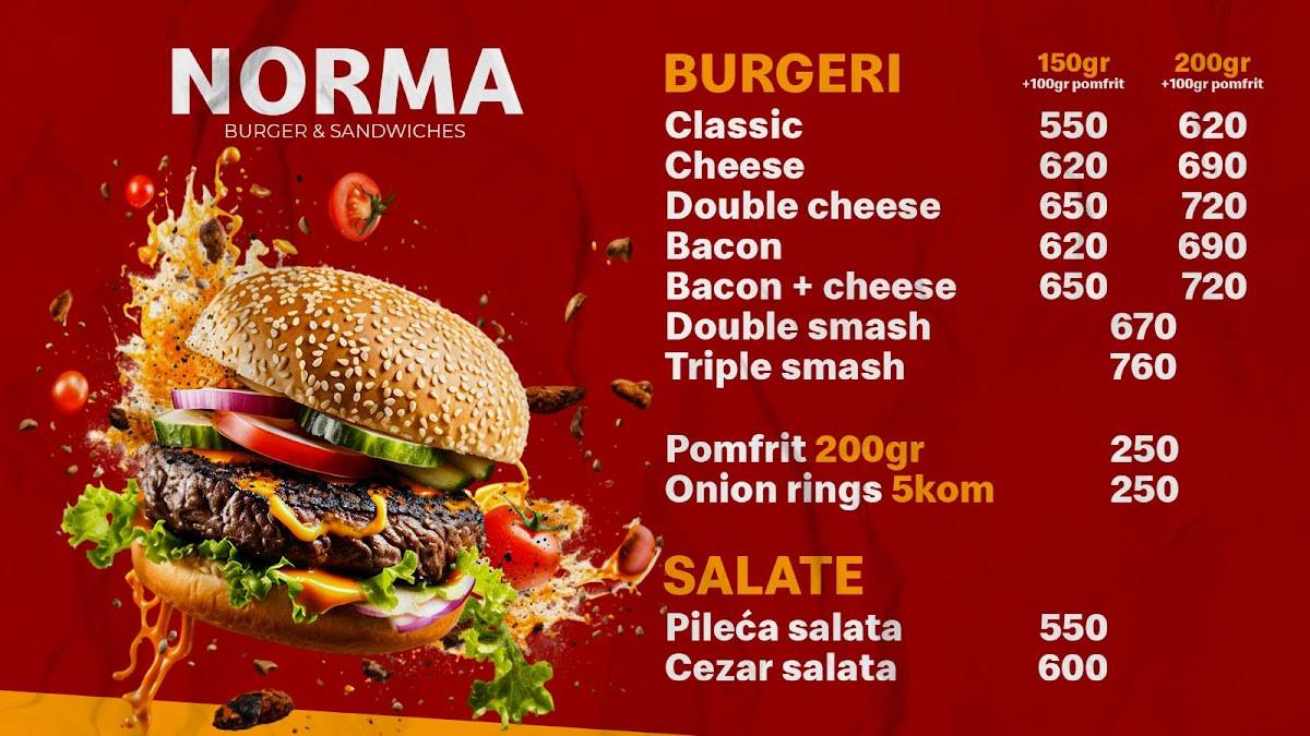 Menu de Norma Fast Food