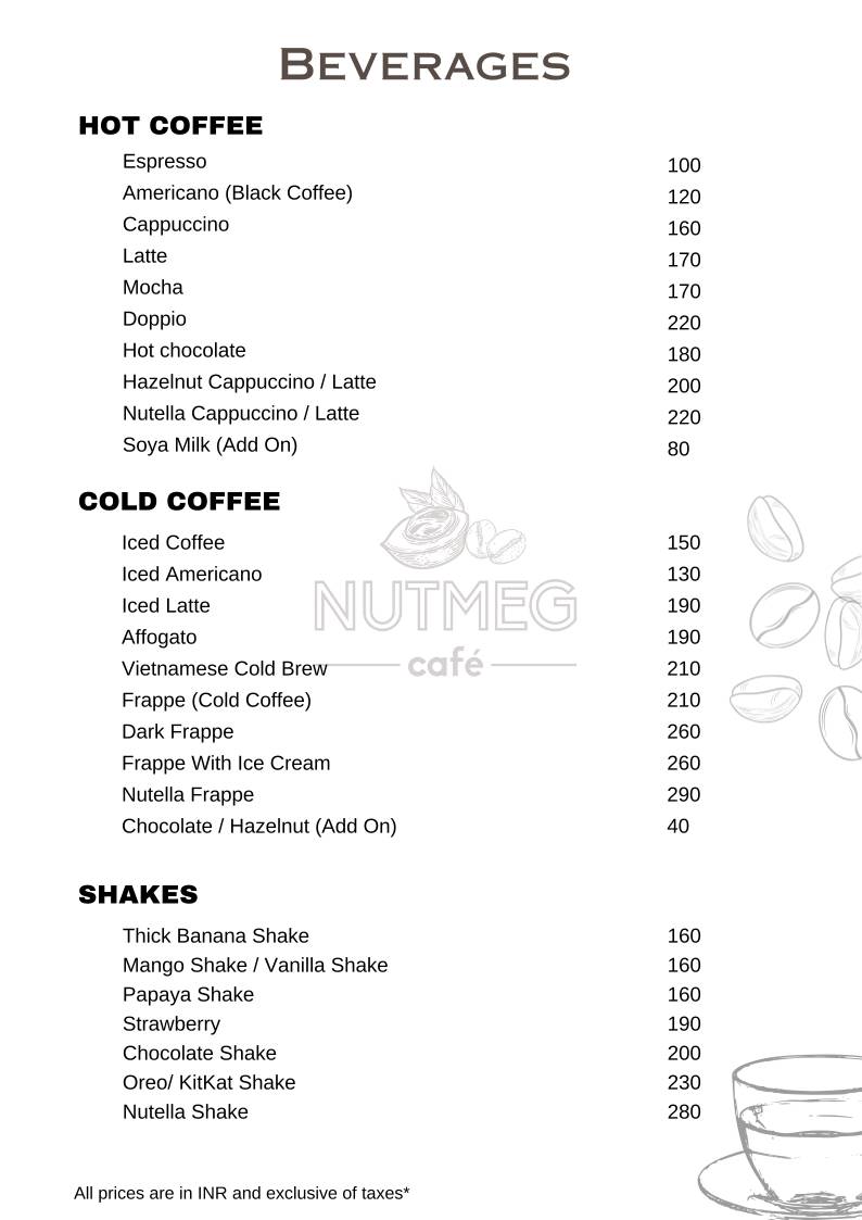 Nutmeg cafe pushkar menu