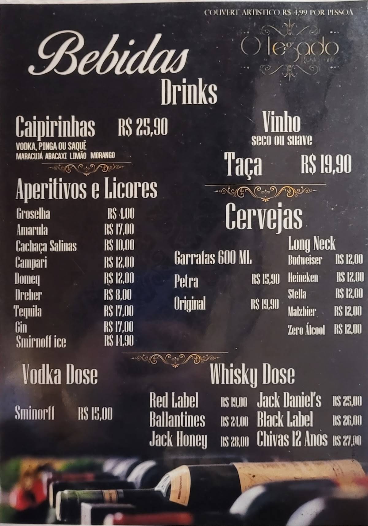 O Legado Restaurante cardápio