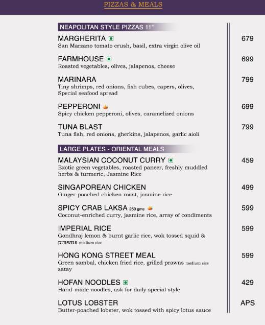 OCEAN'S 11 menu