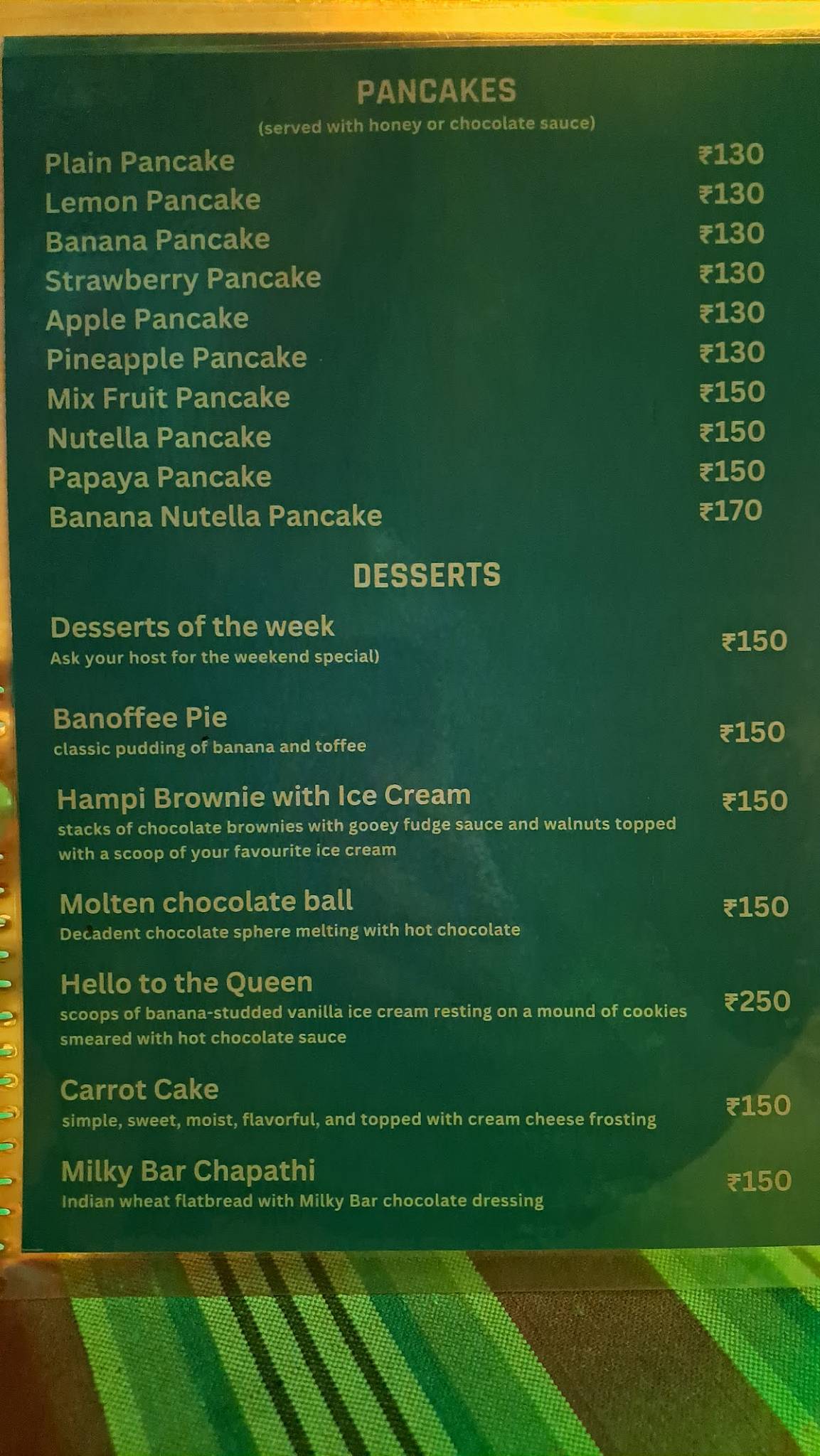 OLD CHILL OUT Ganesh RESTAURANT menu