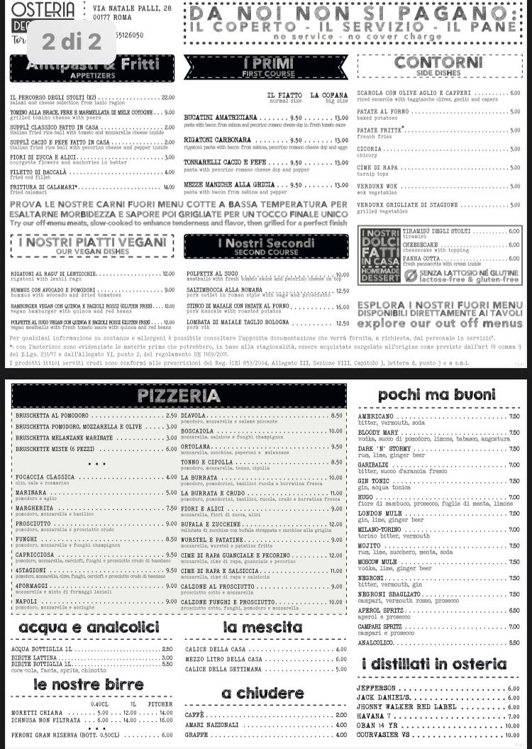 Menu di OSTERIA DEGLI STOLTI 