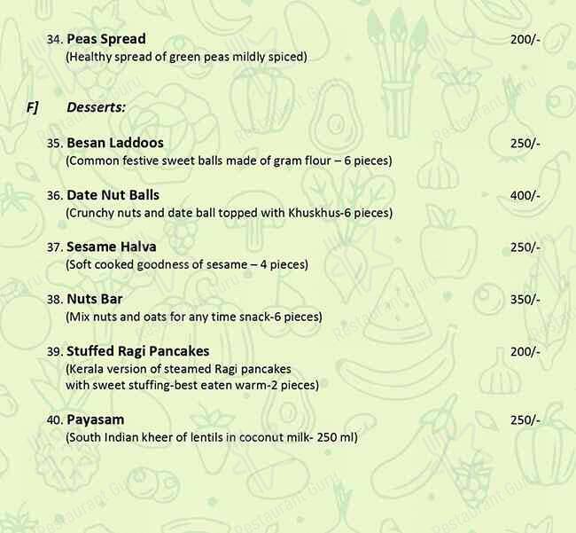 Oasis Vegan Treats menu