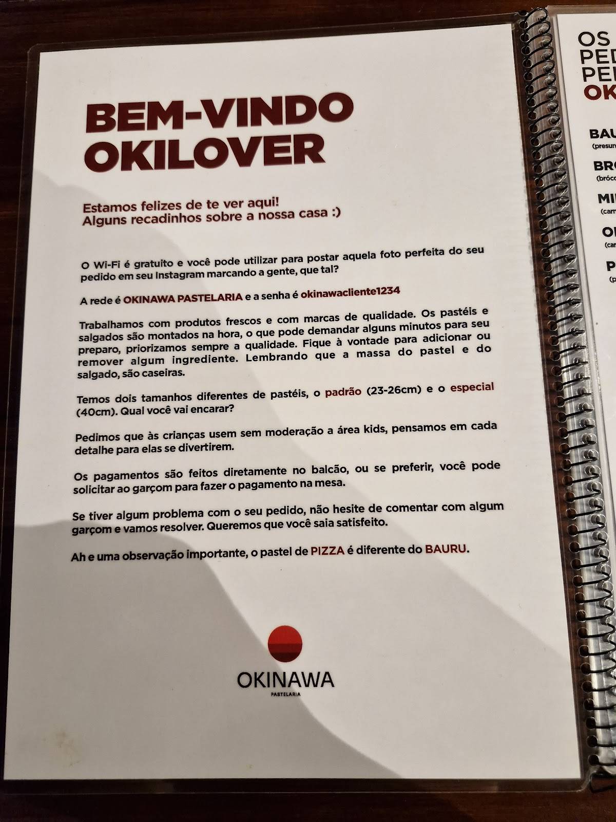 Okinawa Bar & Pastelaria cardápio