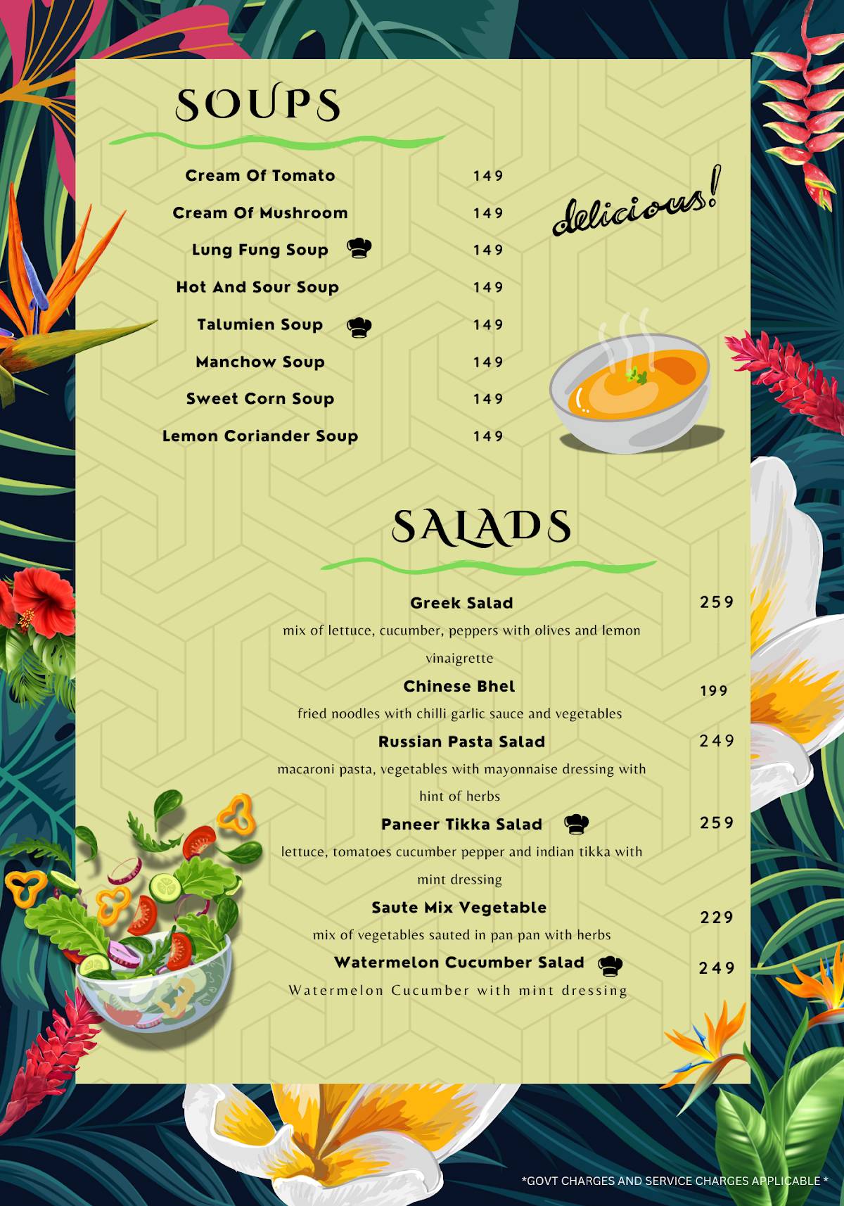 Ora Lounge menu