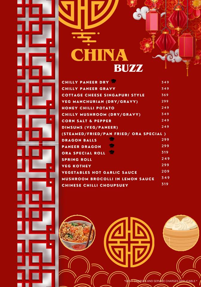 Ora Lounge menu