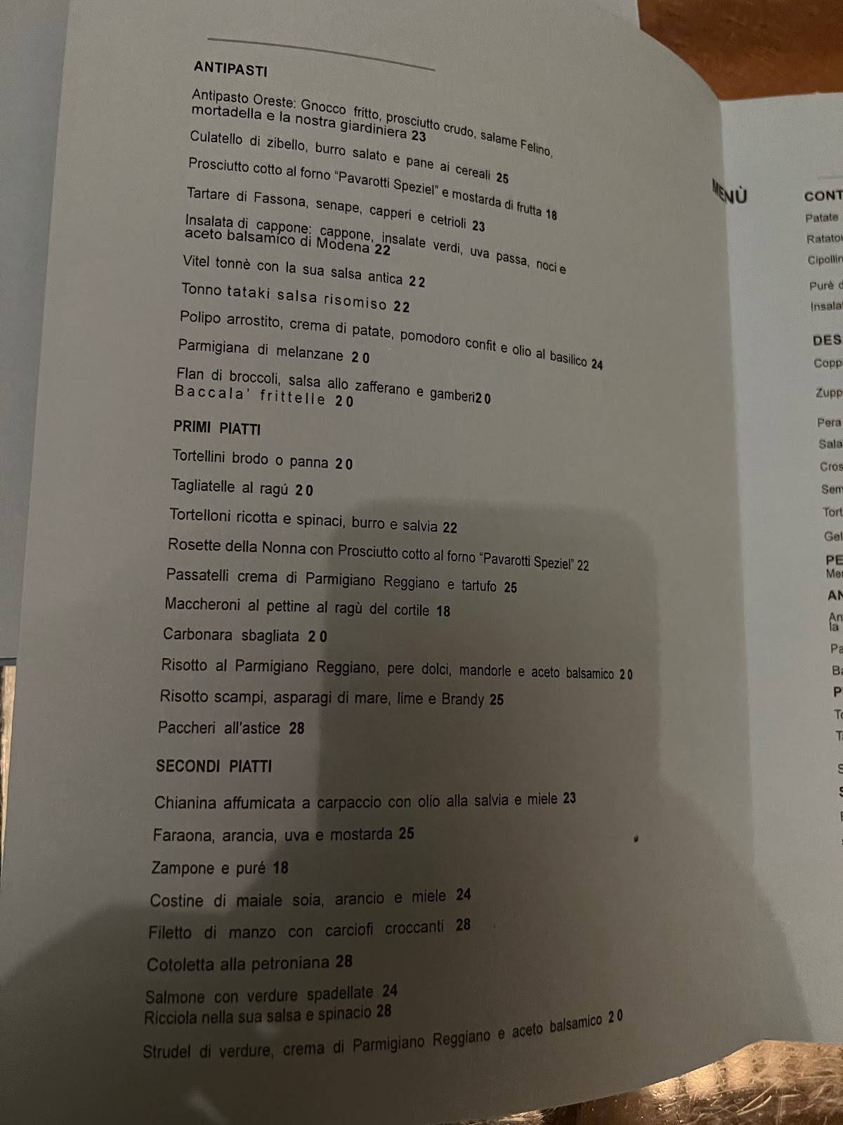 Menu di Ristorante Oreste Campagnia 