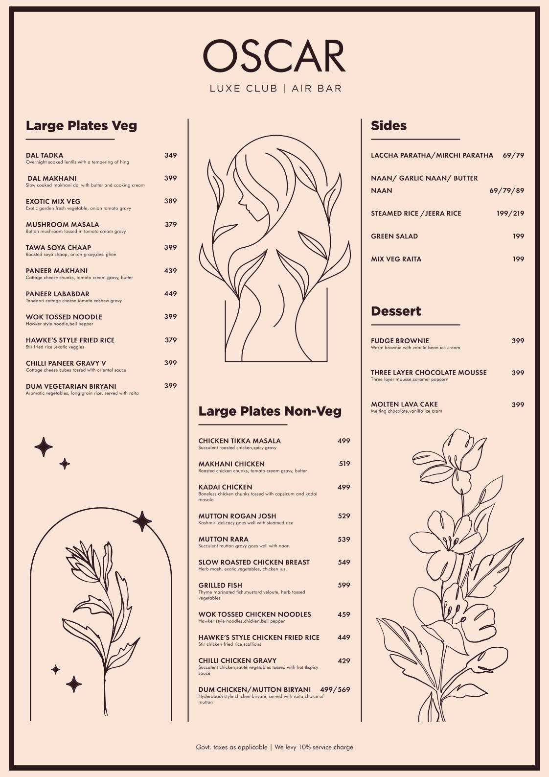 Oscar Luxe Club Air Bar - Noida Sector 38 menu