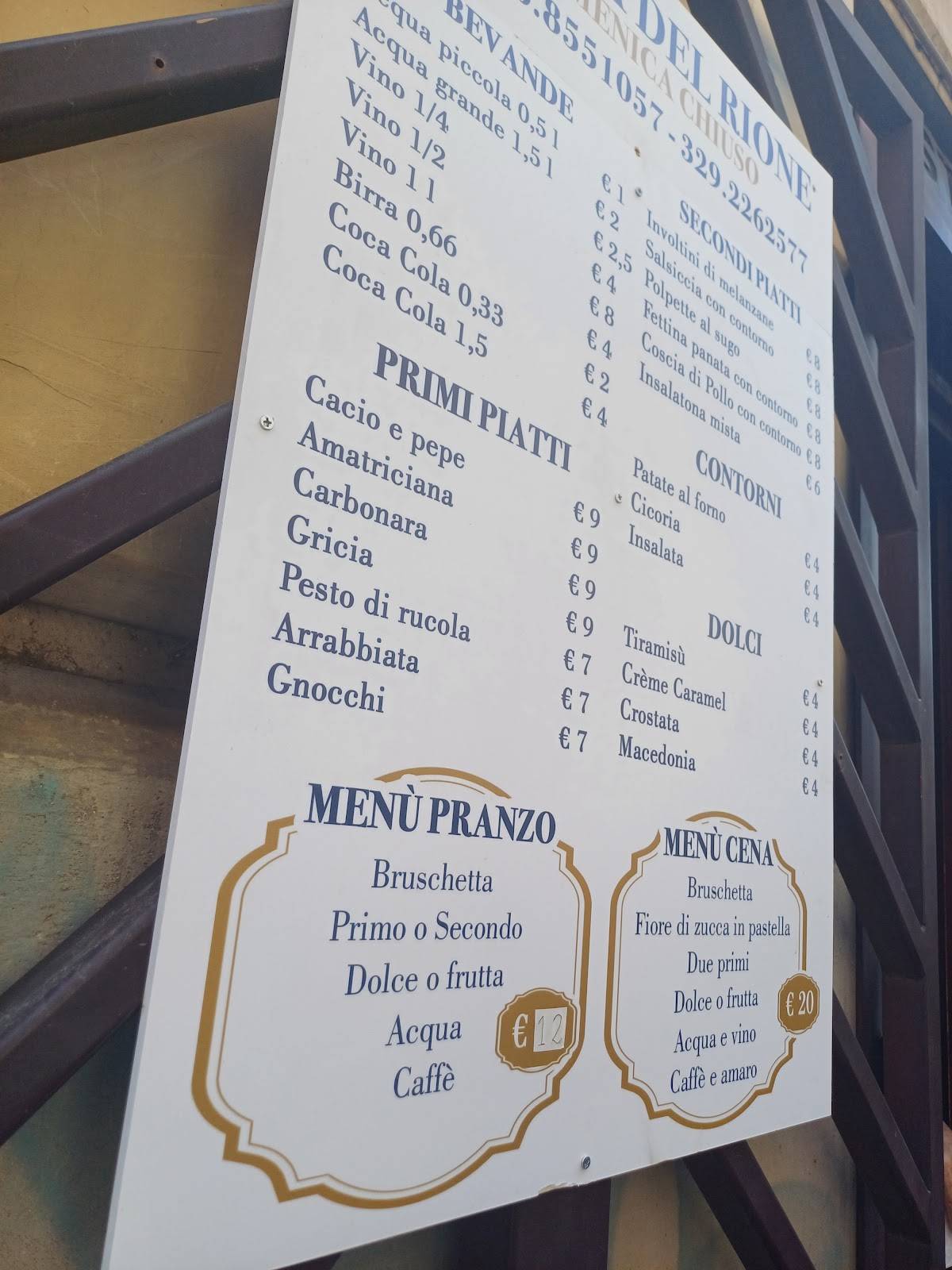 Menu di Osteria Del Rione 