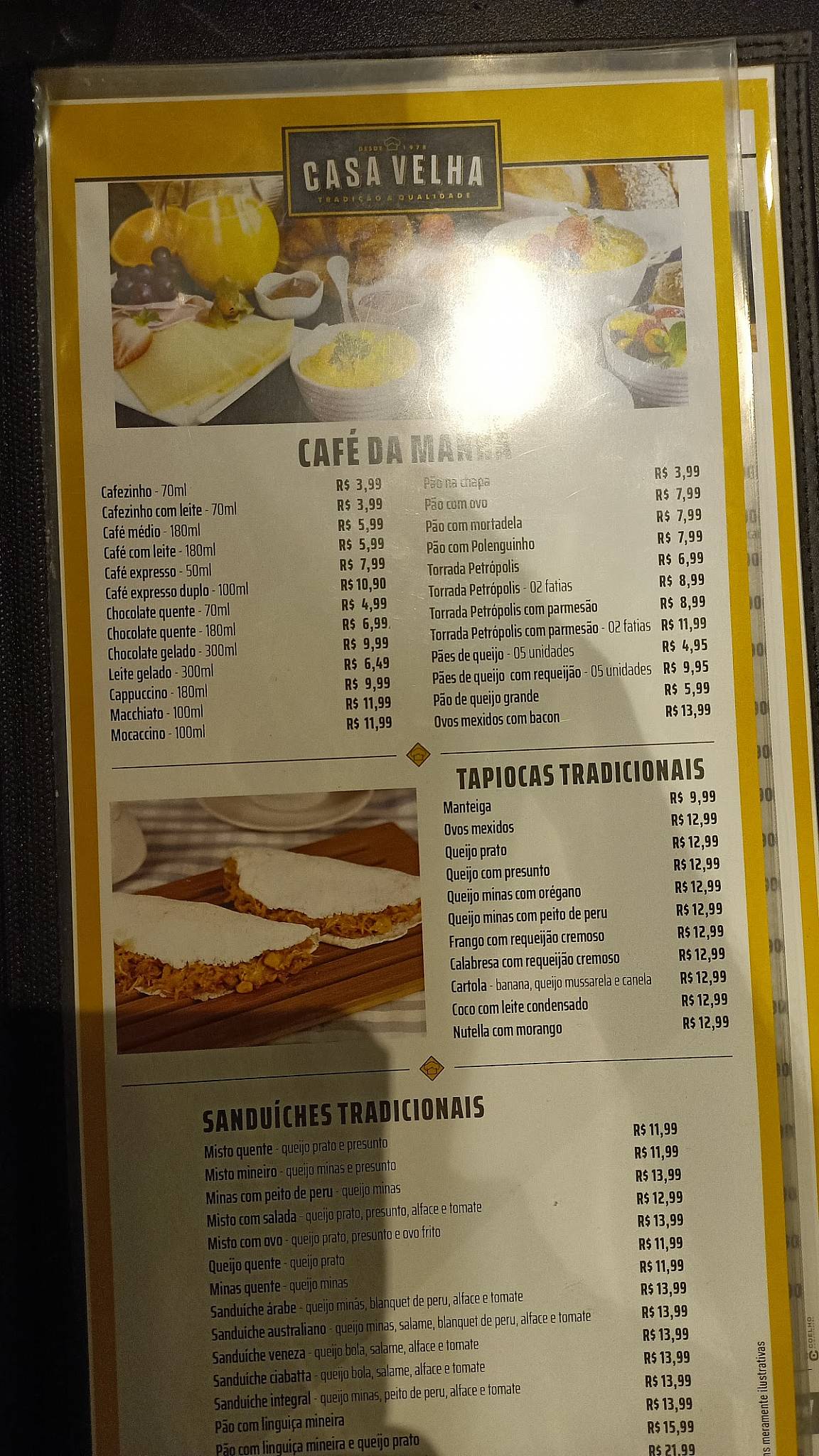 Padaria Casa Velha cardápio