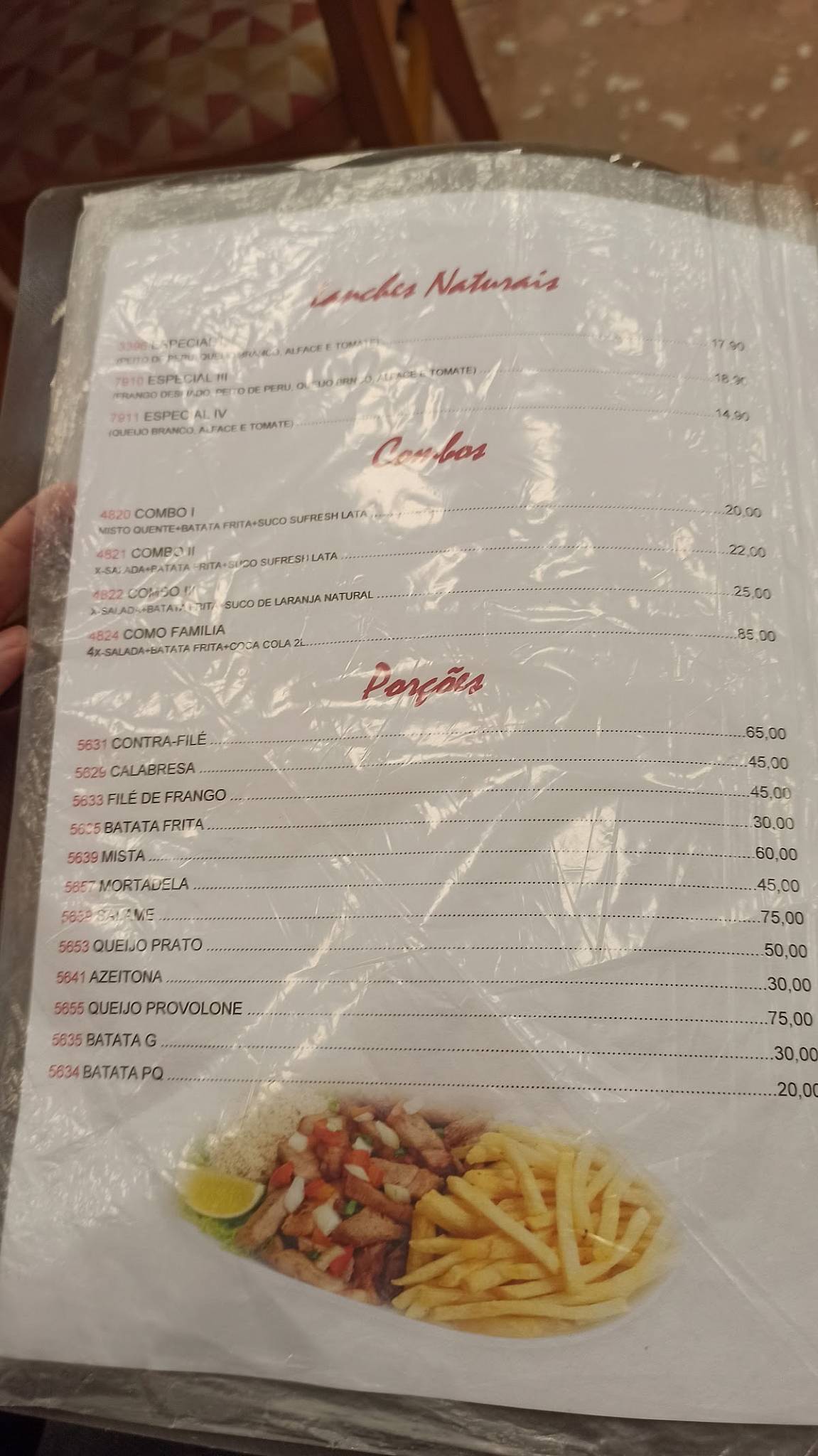 Padaria Parque Real cardápio