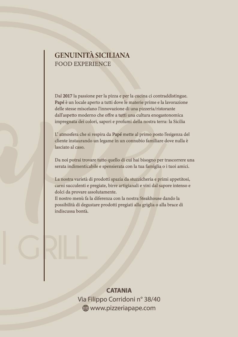 Menu di Papè Pizza|Grill 