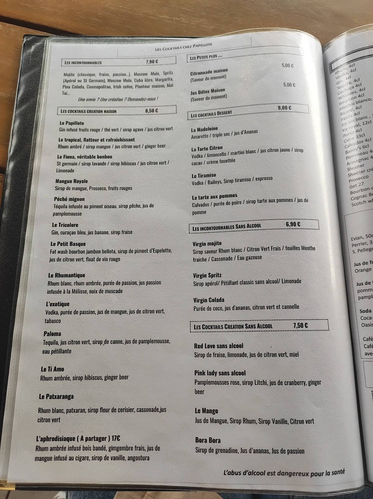 Menu de Papillote