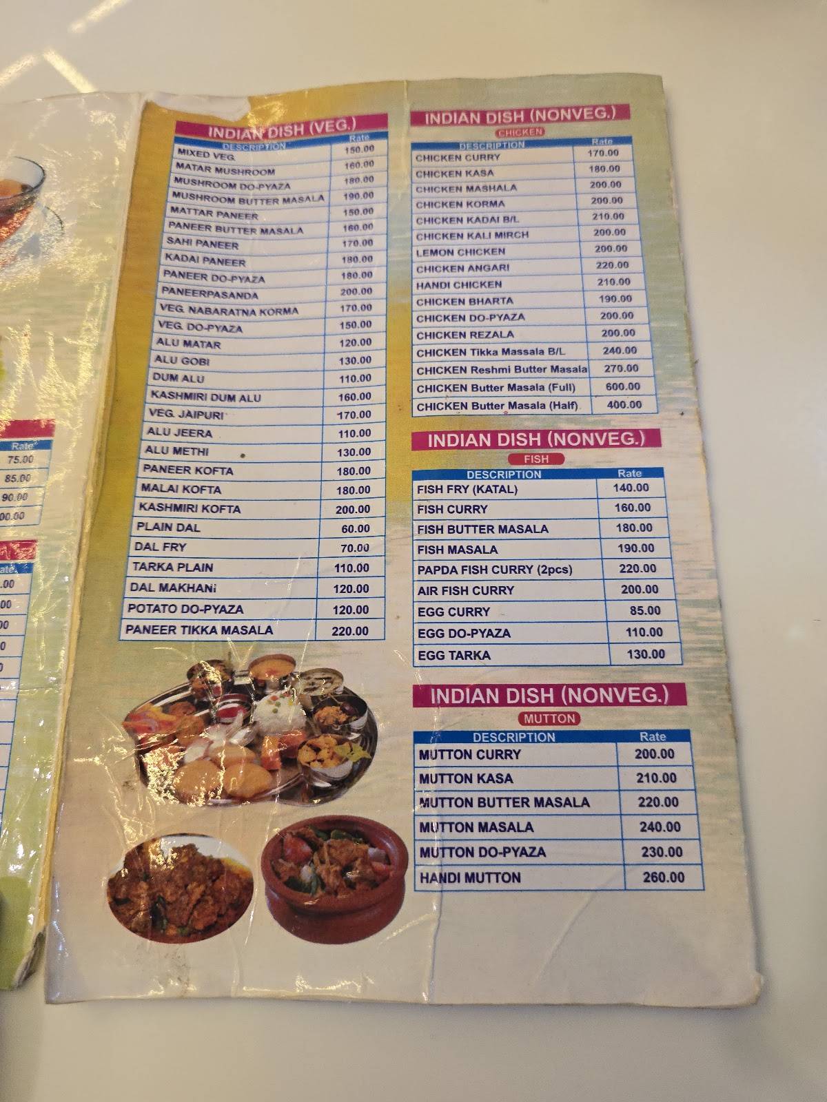 Restaurant Pariwar menu