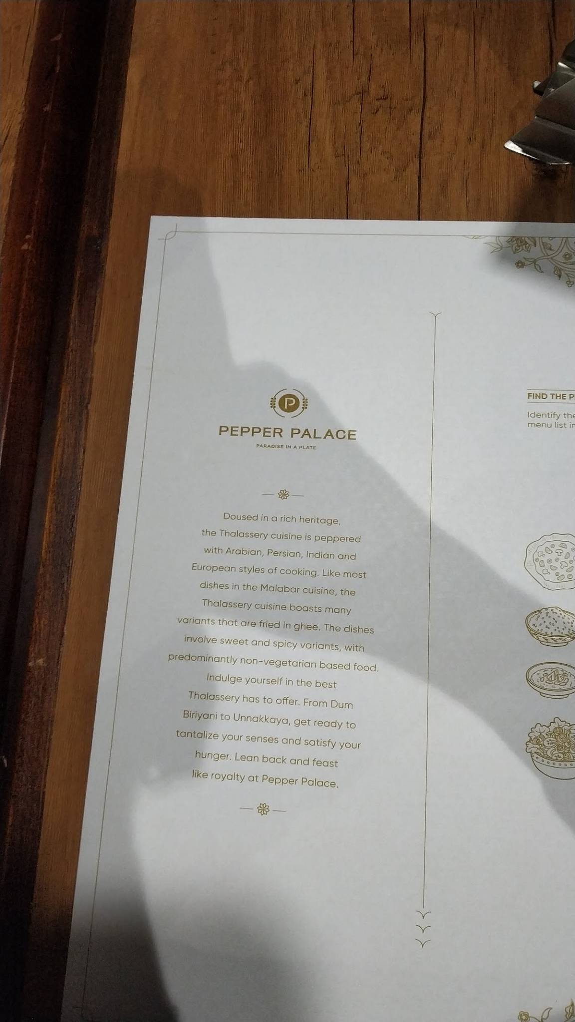 Menu at Pepper Palace Restaurant, Thalassery