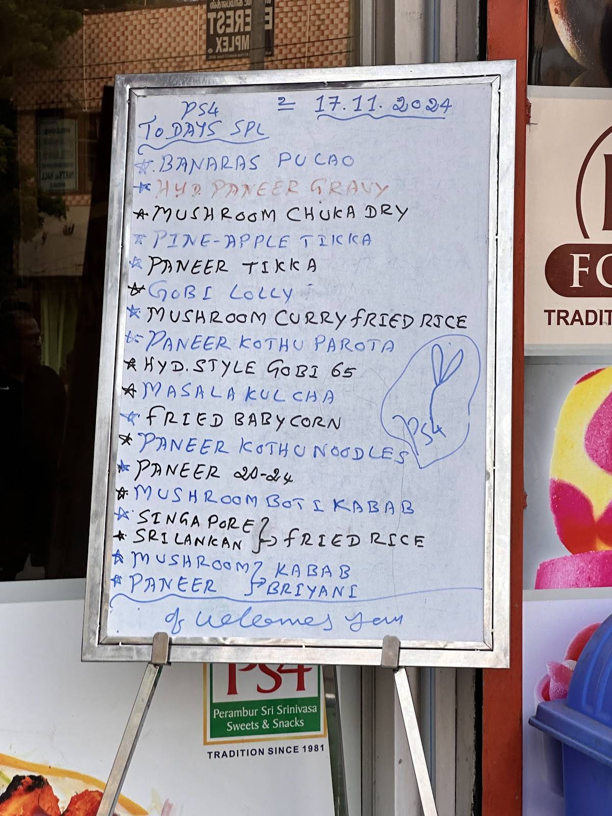 Perambur Sri Srinivasa Sweets India Pvt Ltd menu