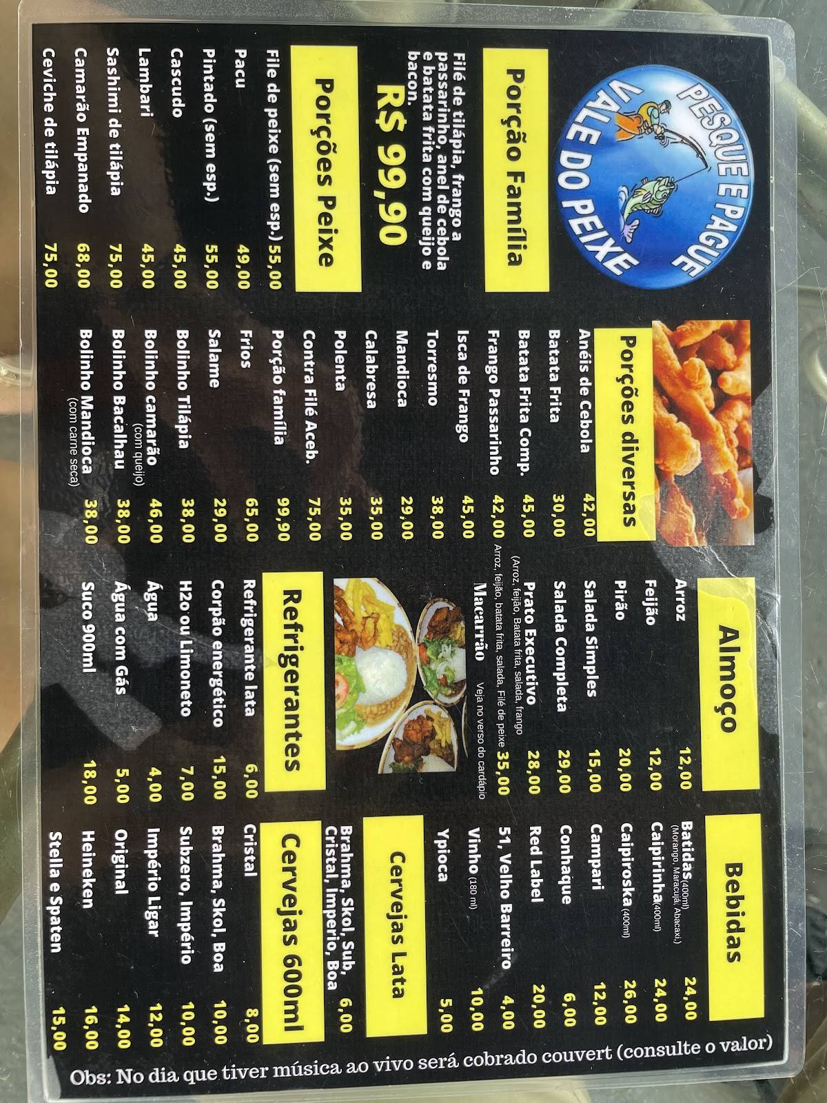 Pesque Pague Vale Do Peixe cardápio