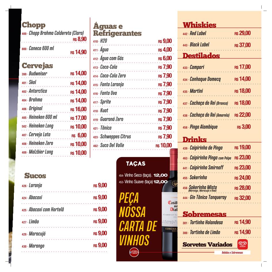 Pesqueiro Panserini Restaurante e Pousada cardápio
