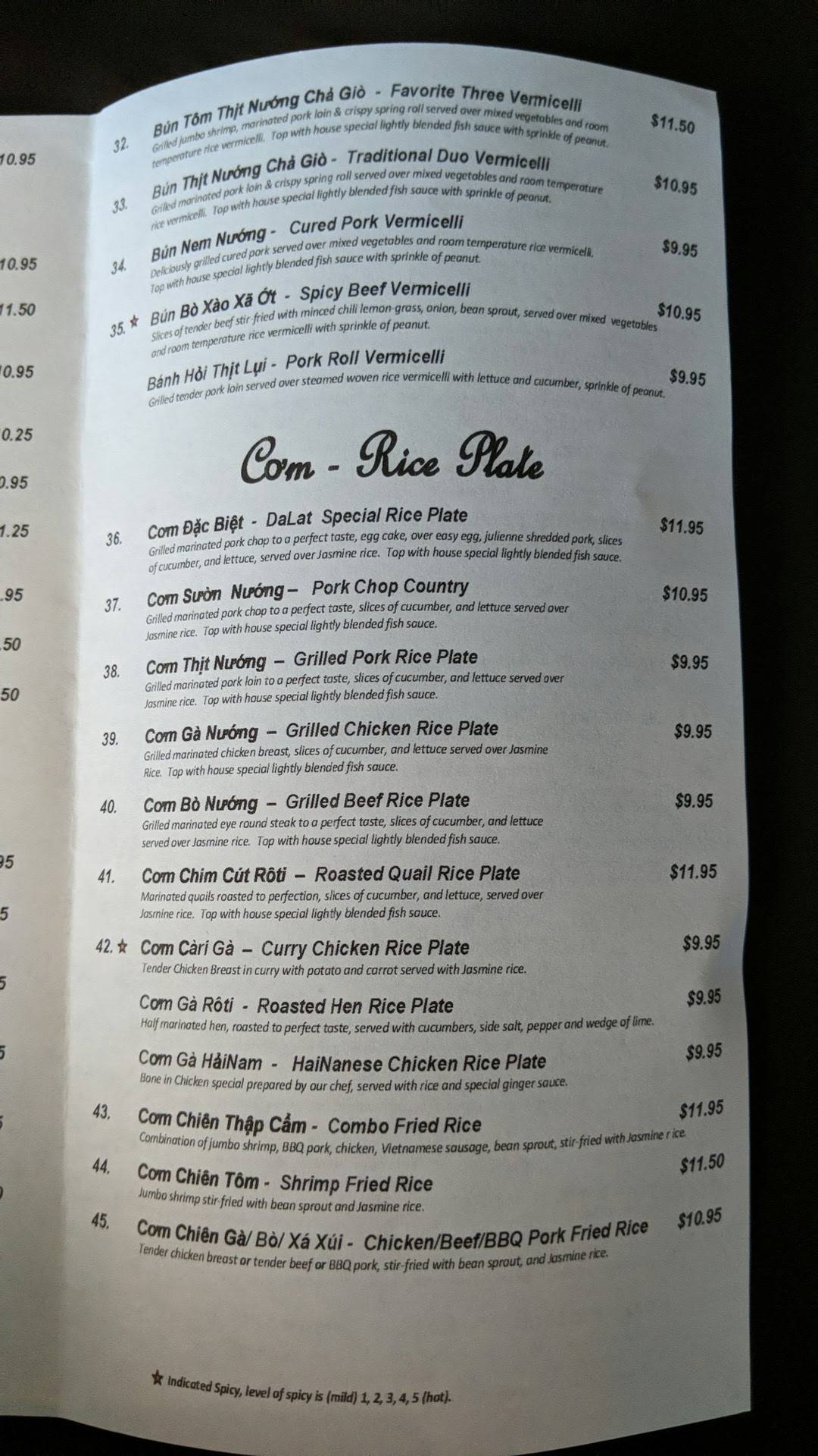 Menu at Pho Dalat Authentic Vietnamese Restaurant, Tempe