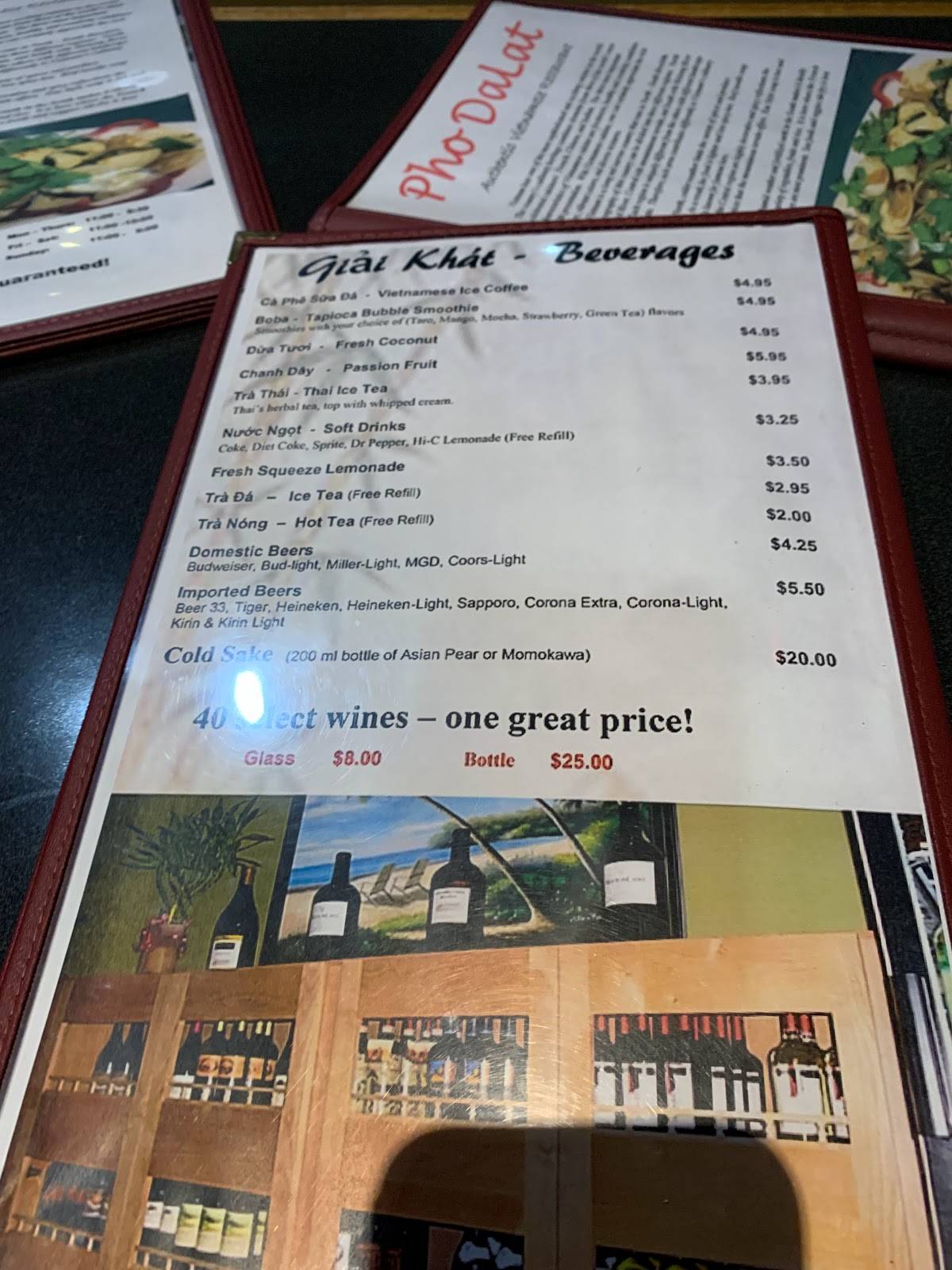 Menu at Pho Dalat Authentic Vietnamese Restaurant, Tempe