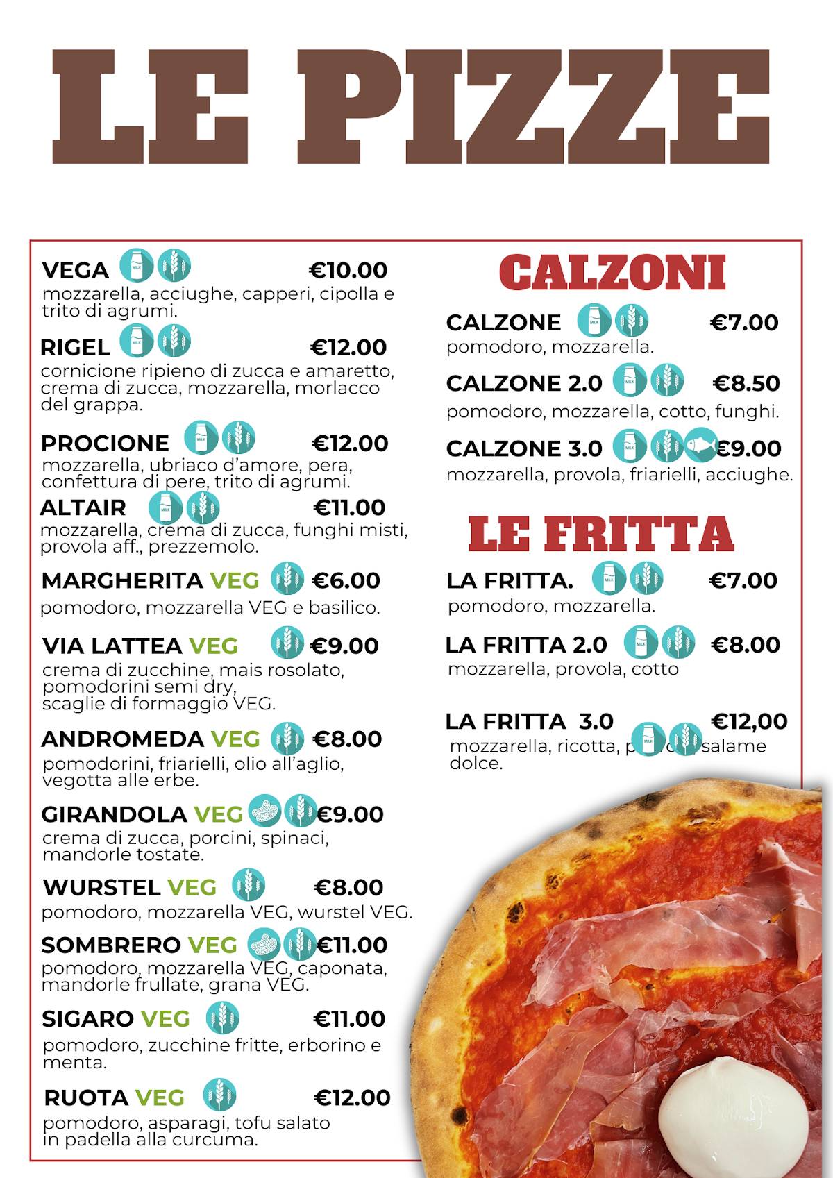 Menu di Pianeta Pizza Cento 