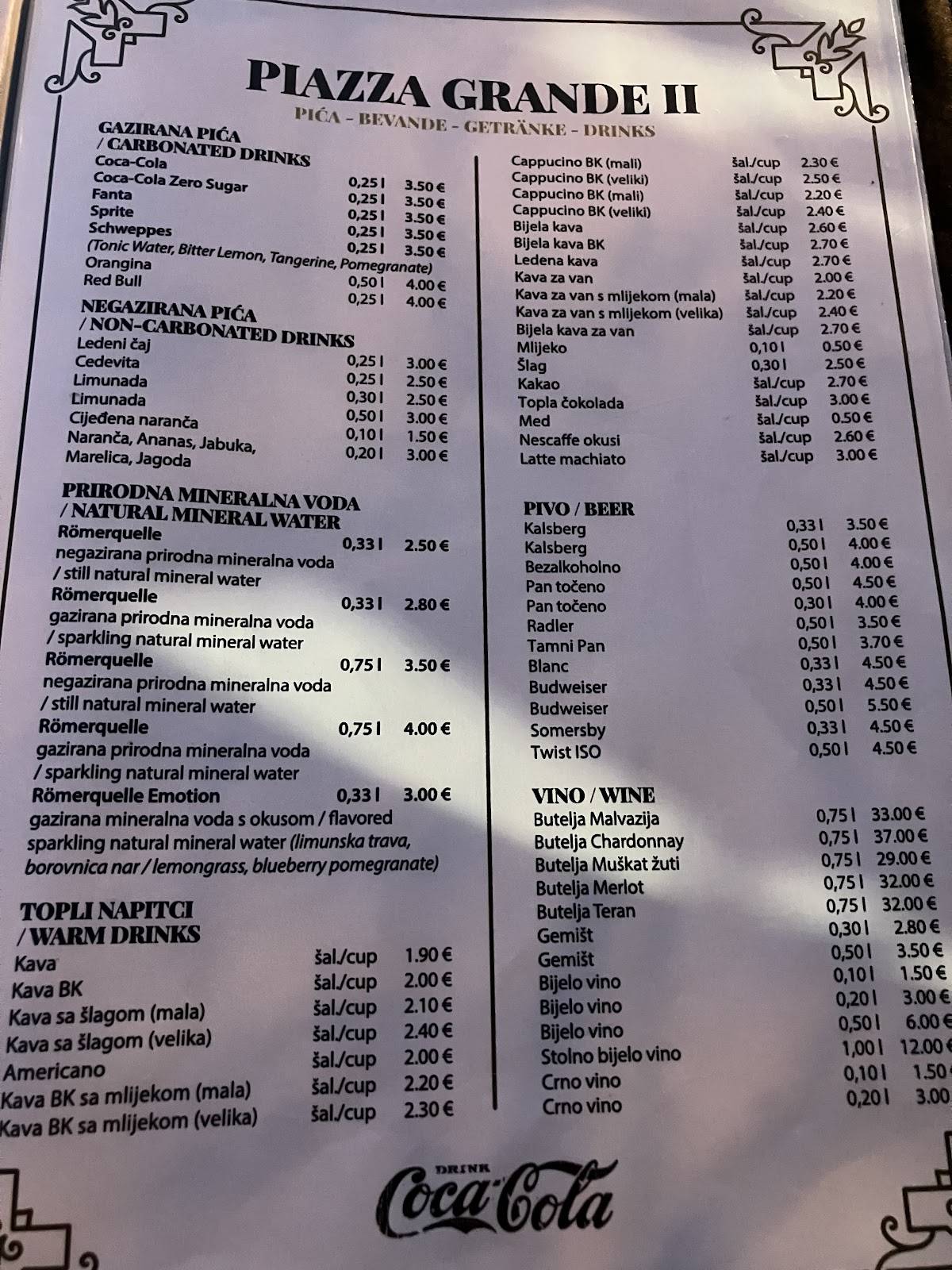 Menu di Piazza Grande II 