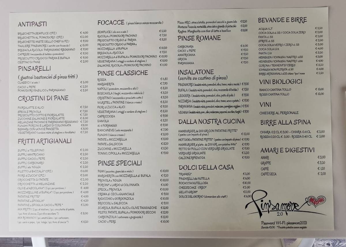 Menu di Pinsamore 2.0 