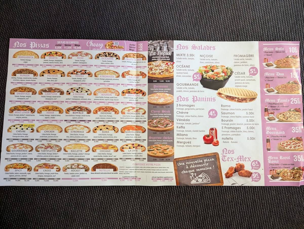 Menu de Pizza Roma