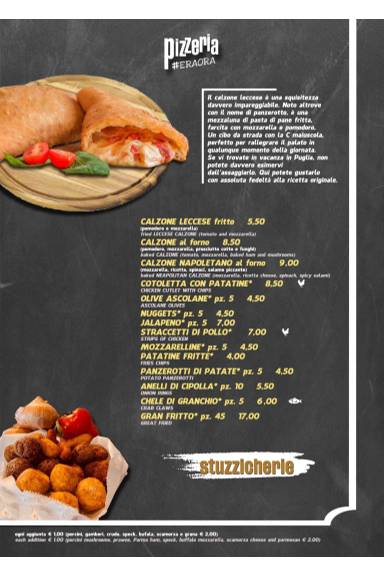 Menu di Pizzeria Era ora #Rimini 