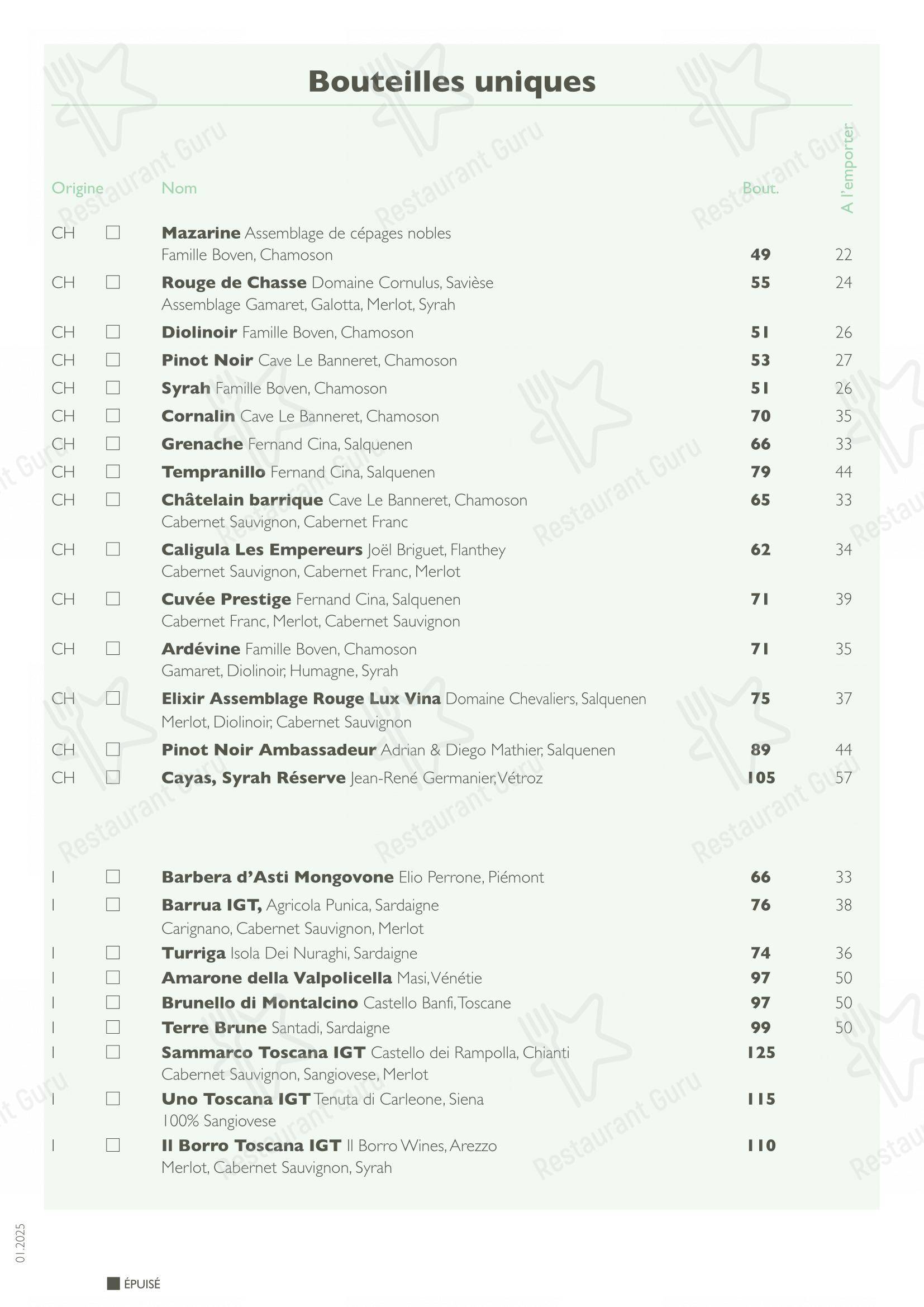 Menu pour Restaurant Grill Al Capone restaurant