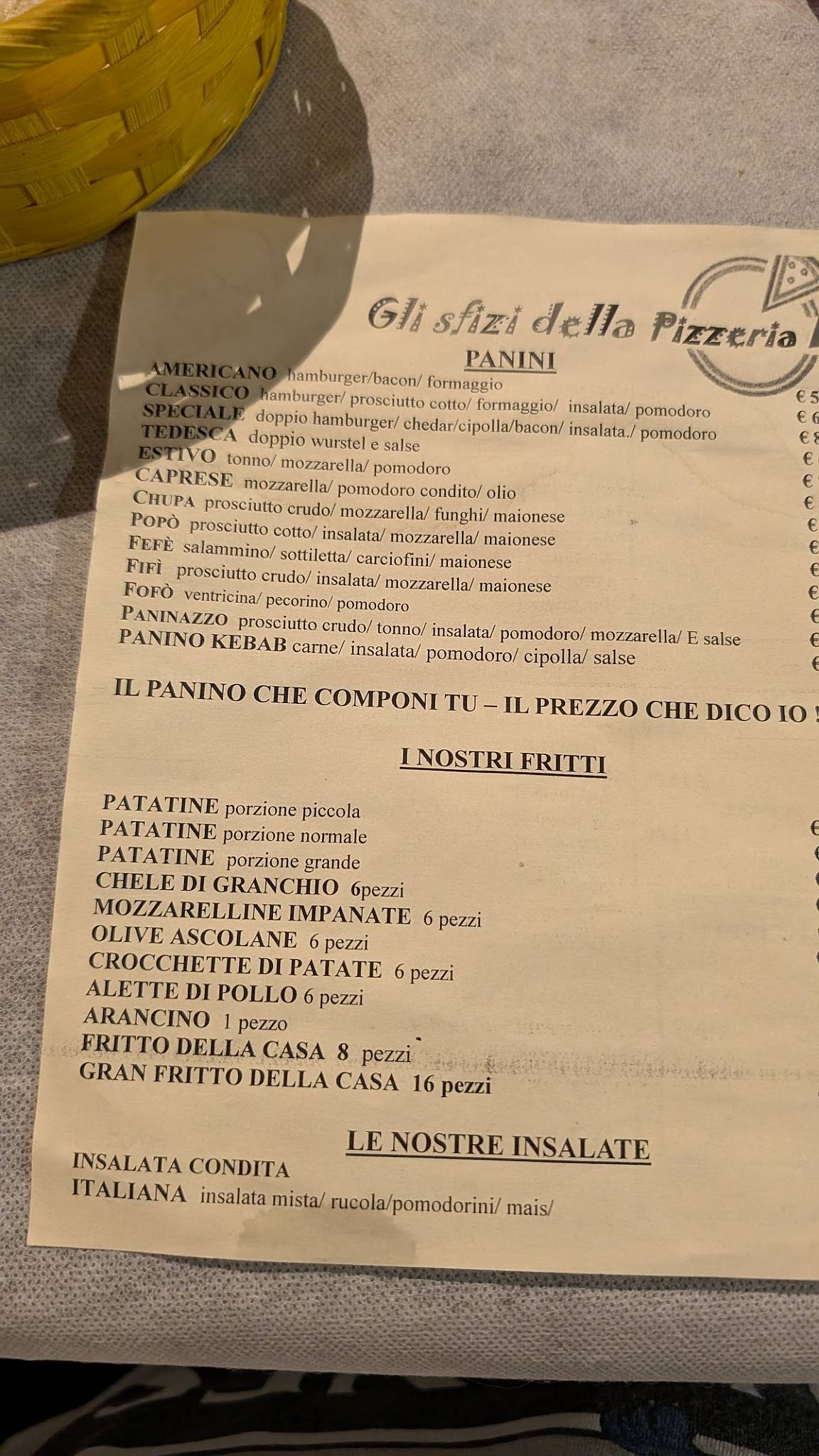 Menu di Pizzeria Kappa 