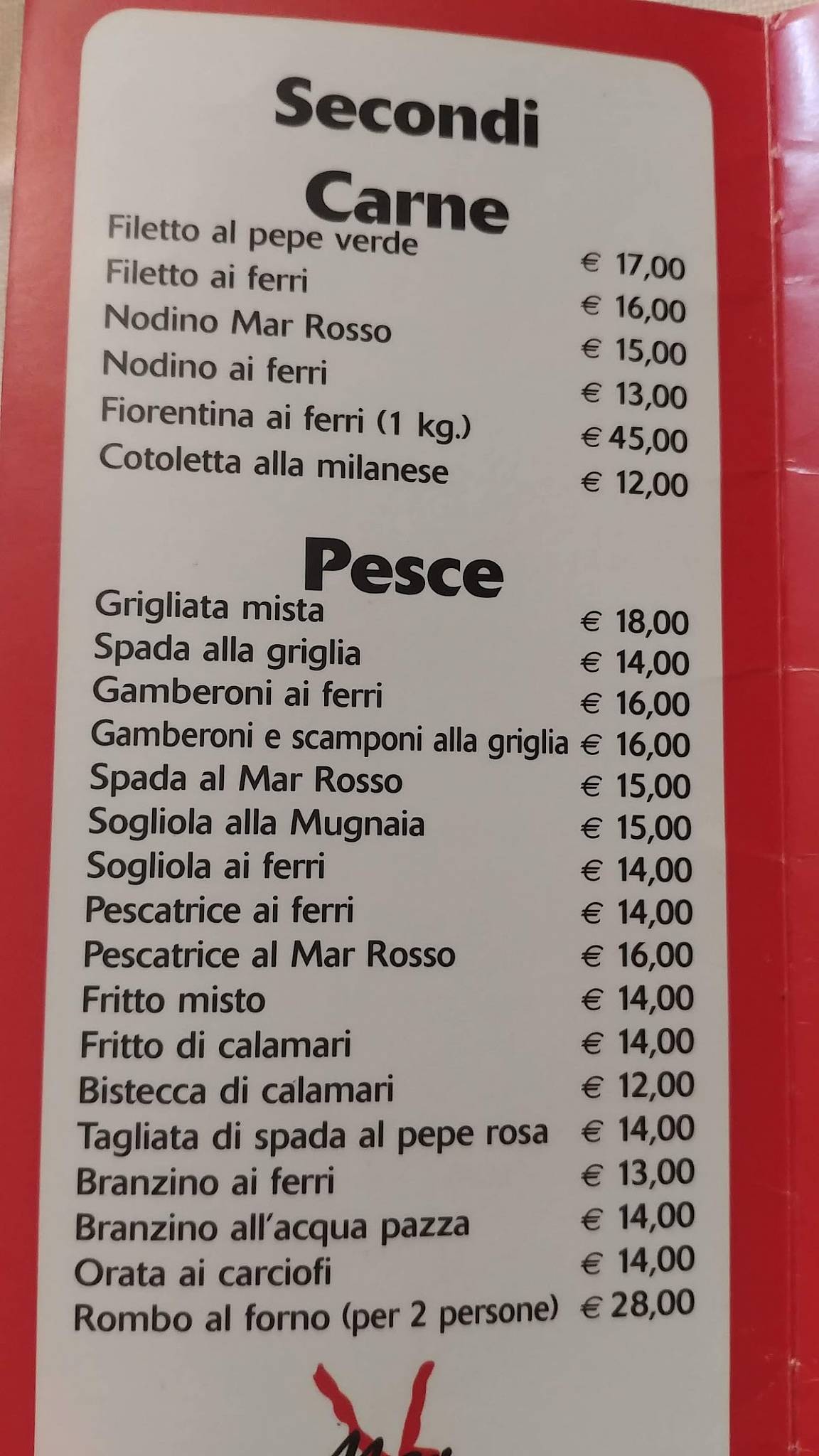 Menu di Pizzeria Mar Rosso 