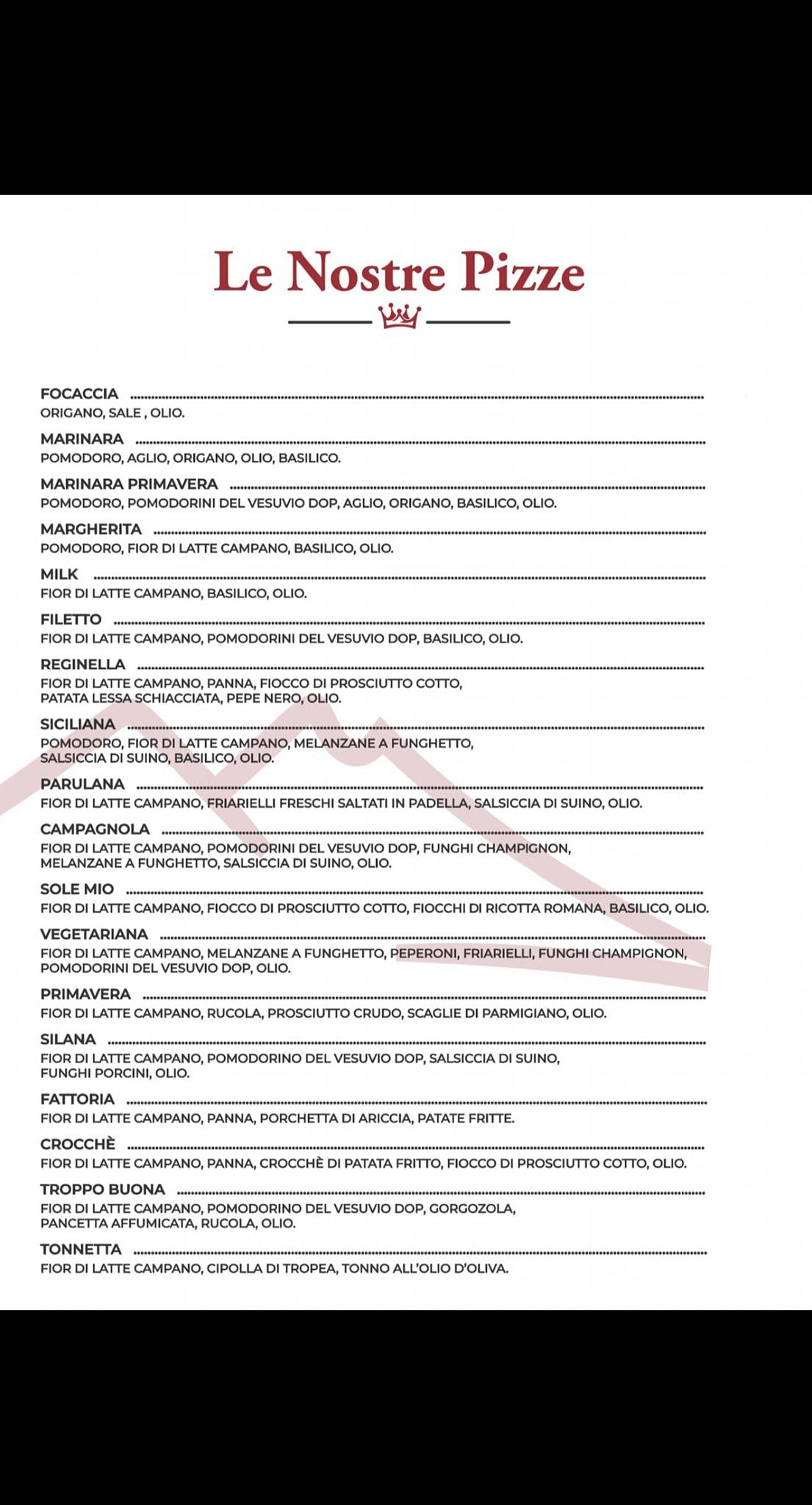 Menu di Pizzeria 'A Reginella 