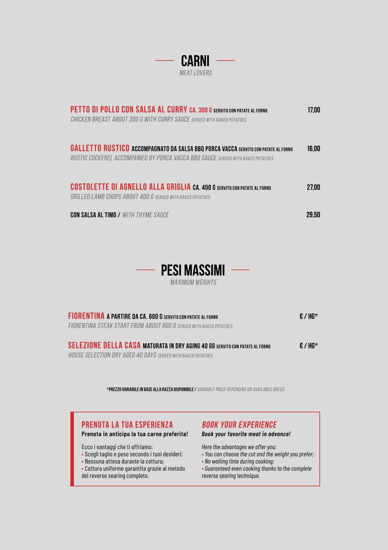 Menu di Porca Vacca 