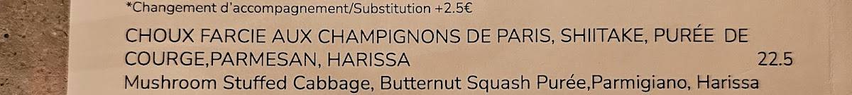 Menu de Poulette