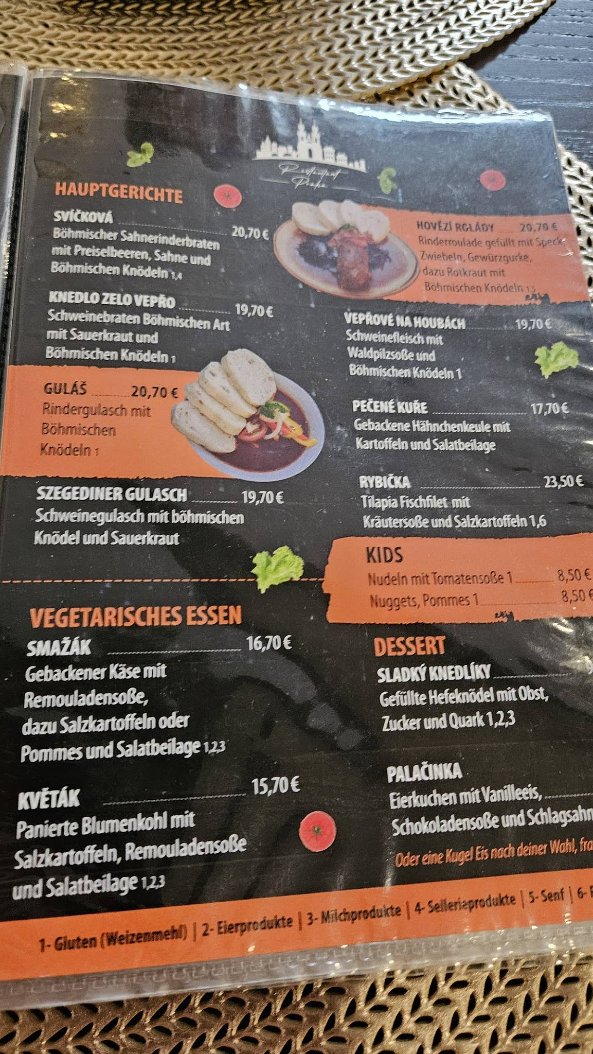 Menu de Restaurant Praha