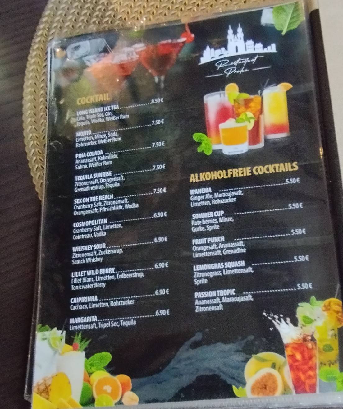 Menu de Restaurant Praha