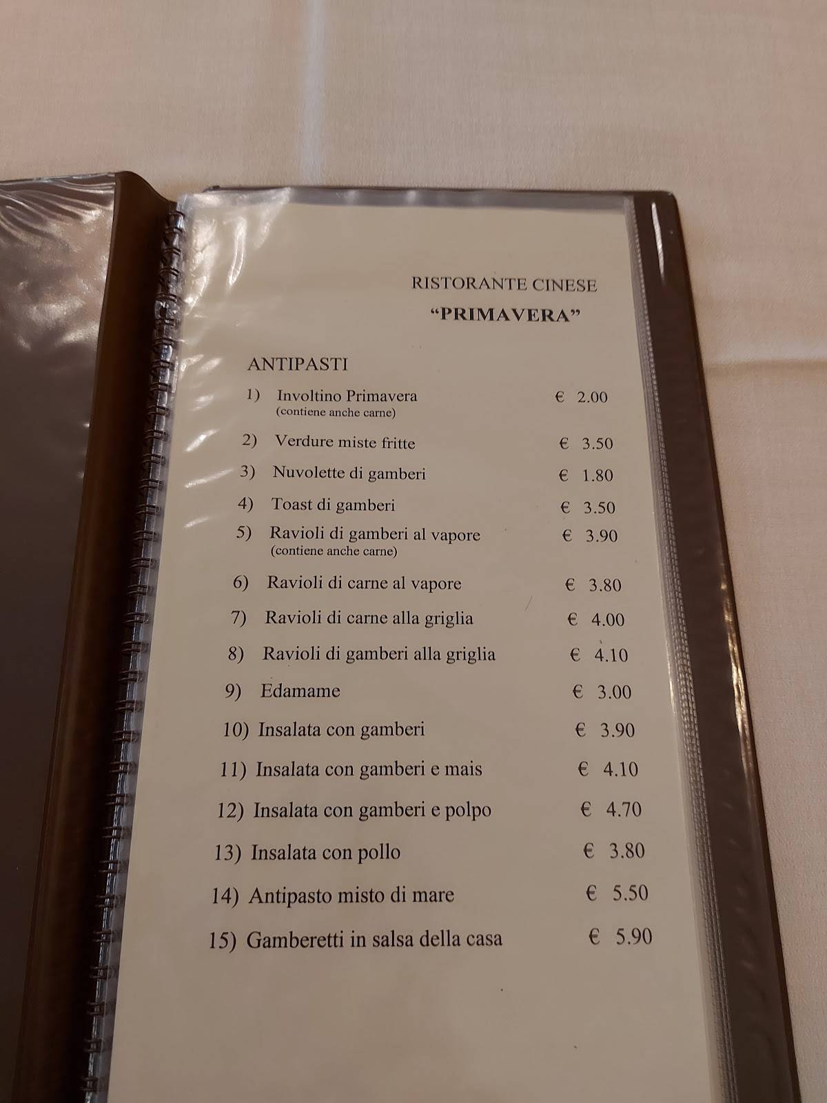 Menu di Ristorante Primavera 