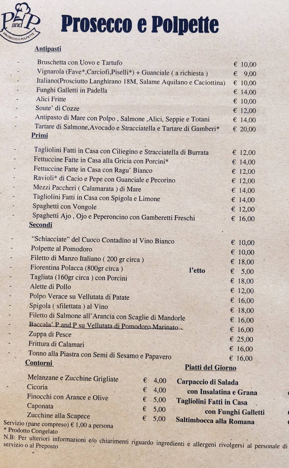 Menu di Osteria Pignatelli 