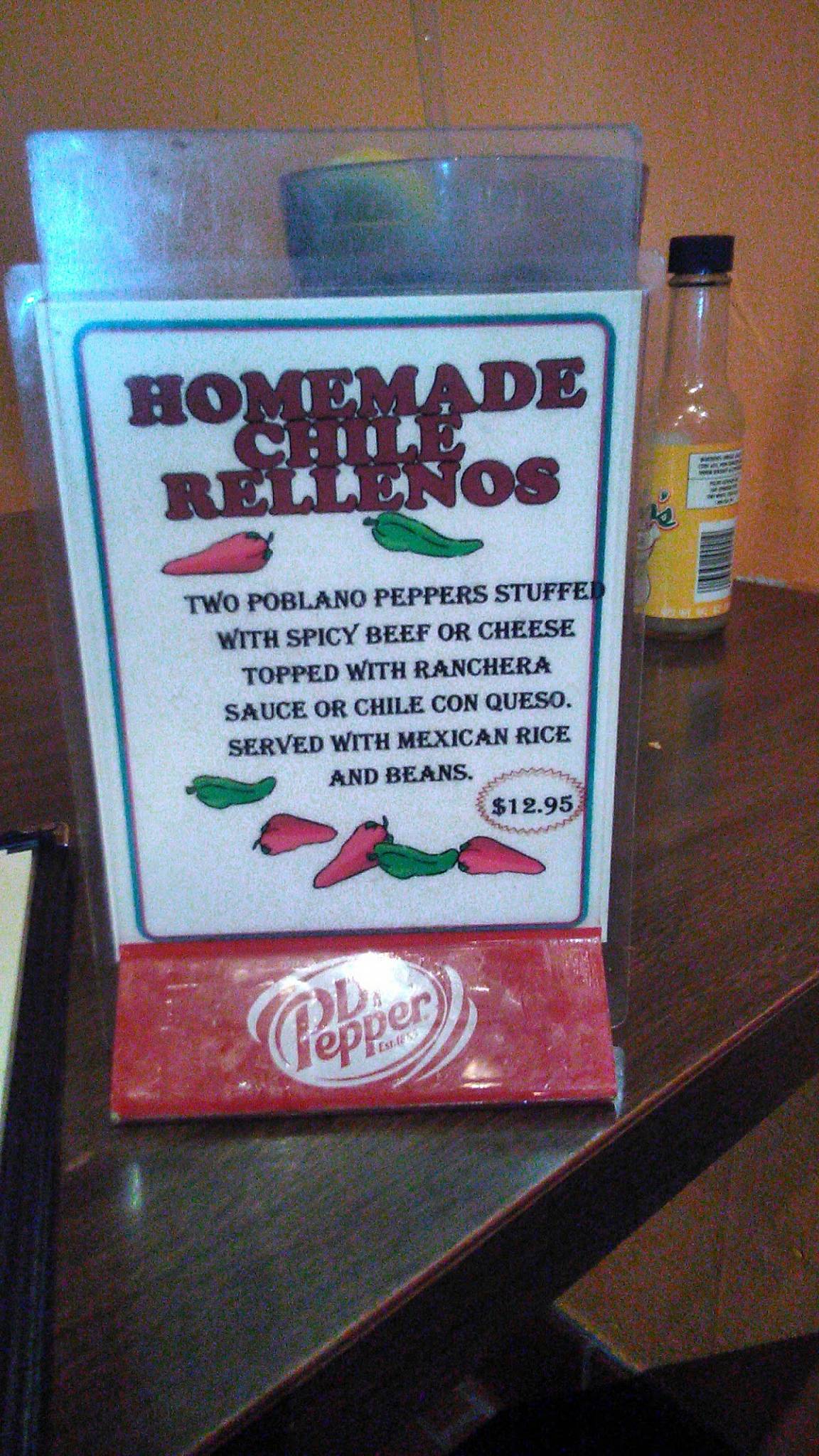 Menu at Pulido's Mexican Restaurant, Fort Worth, Pulido St