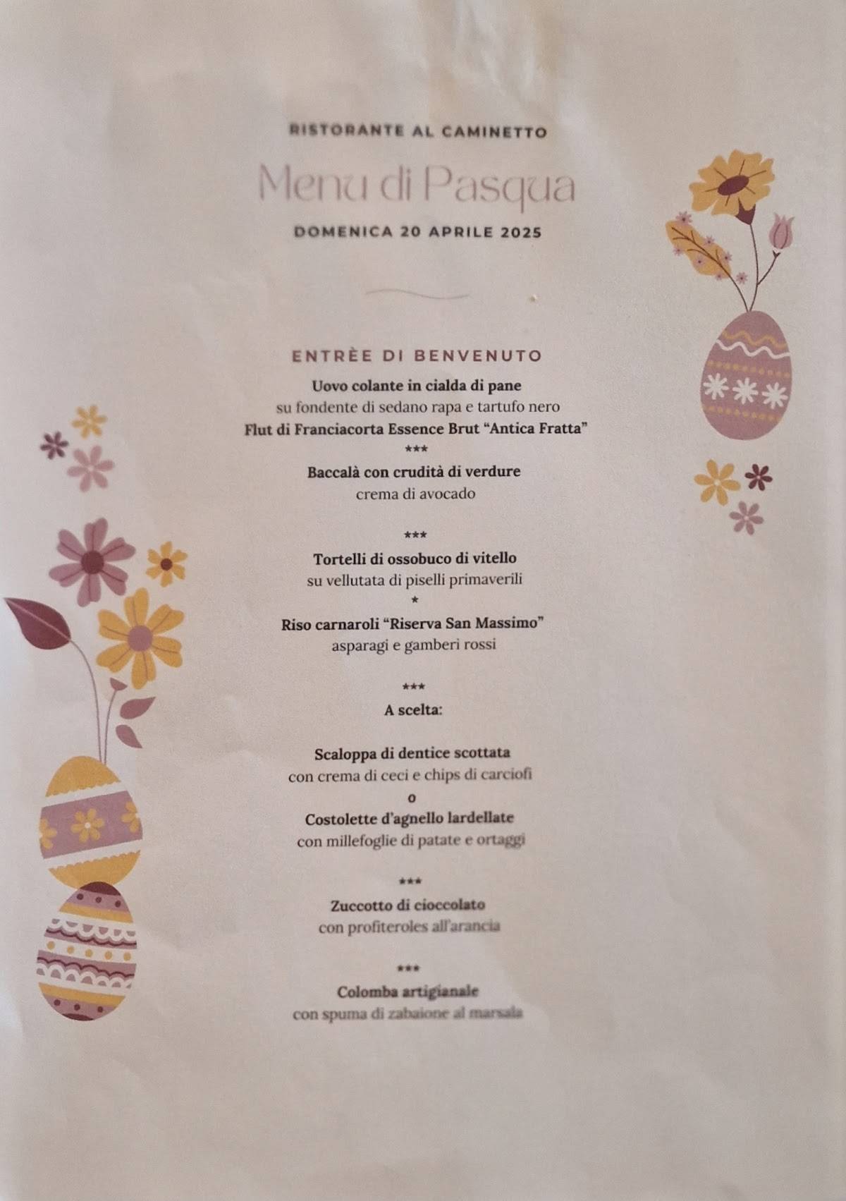 Menu di RISTORANTE AL CAMINETTO 
