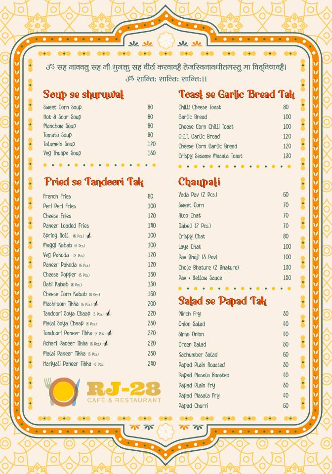 RJ 28 cafe & restaurant - Fast Food Restaurant menu