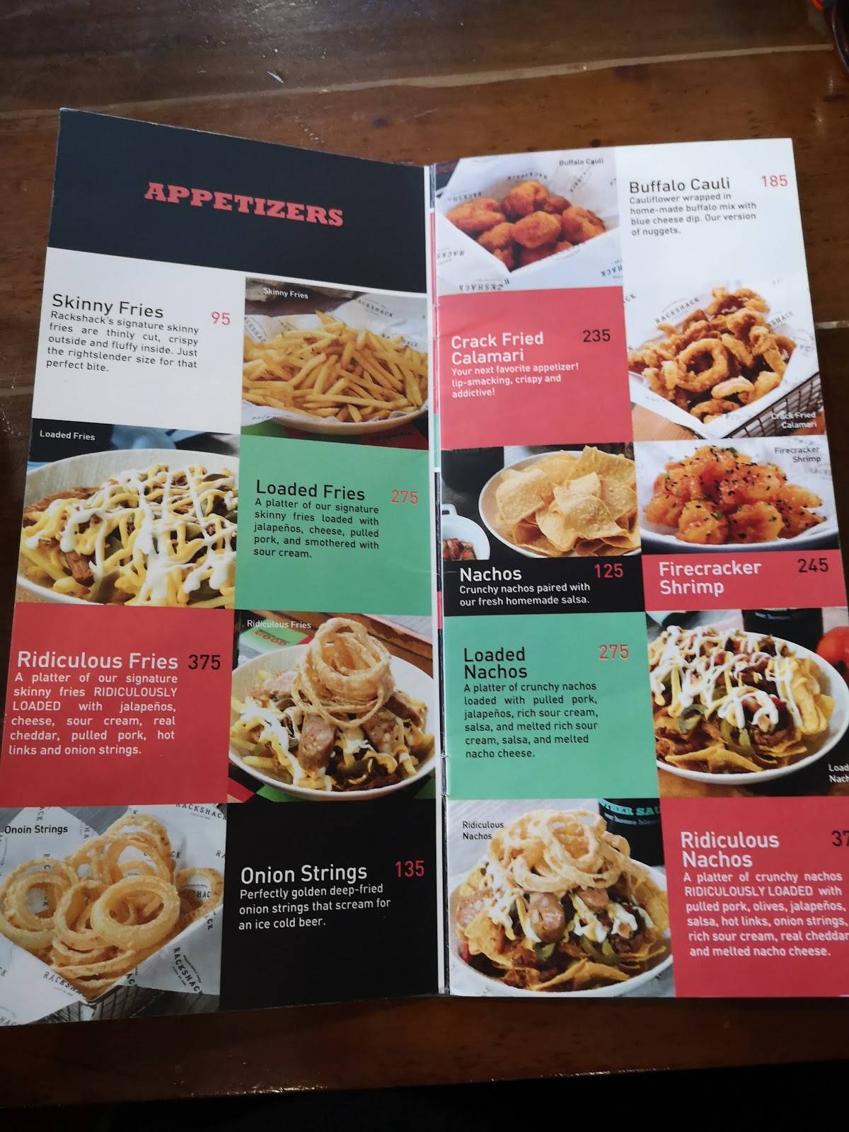 Menu at Rackshack (Circuit Makati) restaurant, Makati